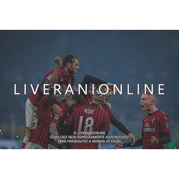 Campionato di Calcio Serie A 2019/2020 Milano, Italia 09/02/2020 Inter vs Milan Nella foto: Zlatan Ibrahimovic of AC Milan celebrates with his teammates FOTO FABRIZIO CARABELLI-ALESSIO MARINI-AG ALDOL IVERANI SAS