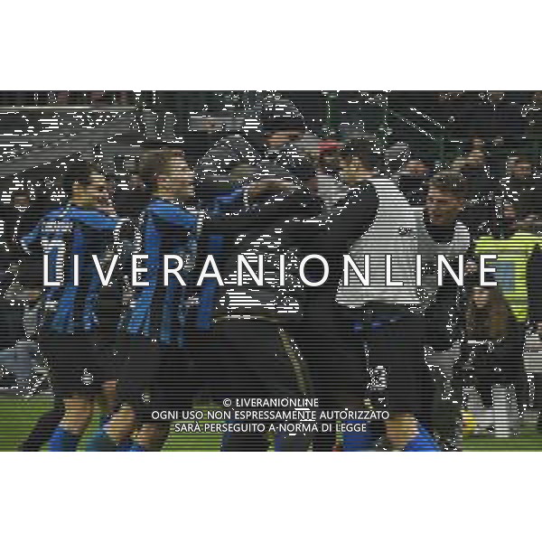 esultanza Inter dopo il gol del 4 a 2 di romelu Lukaku - abbraccio Inter vs Milan Campionato Serie A TIM - 23¬∞ giornata Milano 09-02-2020 Stadio Giuseppe Meazza - San Siro foto Roberto Garavaglia - ag. Aldo Liverani sas / AGENZIA ALDO LIVERANI SAS