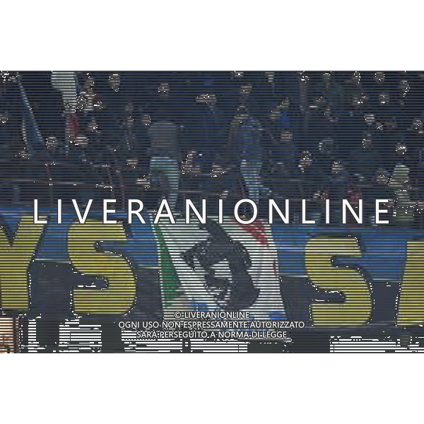 la dedica della curva nord a Dede Daniele Belardinelli il tifoso morto durante gli scontri prima di Inter Napoli del dicembre 2018 Inter vs Napoli Coppa Italia - semifinale gara di andata Milano 12-02-2020 Stadio Giuseppe Meazza - San Siro foto Roberto Garavaglia - ag. Aldo Liverani sas