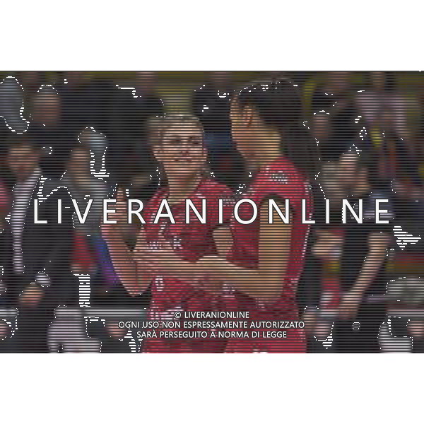 Campionato di Volley Serie A1 Femminile 2019/2020 Busto Arsizio, Italia 12/02/2020 Unet E-Work Busto Arsizio-Bartoccini Fortinfissi Perugia Nella foto: Alessia Orro e Sara Bonifacio (UYBA Unet E-Work Busto Arsizio) ©Elisa Calabrese - Alessio Marini / AGENZIA ALDO LIVERANI SAS