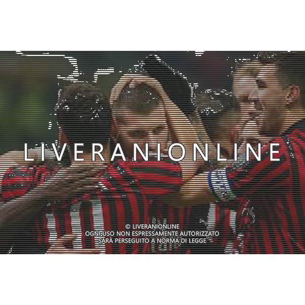 TIM Cup - Coppa Italia 2019/2020 Milano, Italia 13/02/2020 Milan vs Juventus Nella foto: La squadra (Milan) festeggia il goal di Ante Rebic (Milan) ©Luca Rossini - Alessio Marini / AGENZIA ALDO LIVERANI SAS