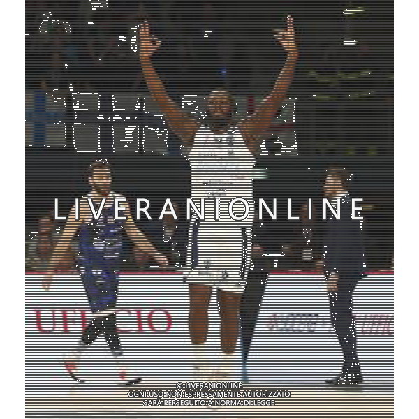 Pesaro 14/02/2020 - Zurich Connect Final Eight 2020 Quarti di Finale - Banco di Sardegna Sassari vs Happy Casa Brindisi - nella foto: Esultanza Martin Kelvin (Happy Casa Brindisi) ©Claudio Zamagni/Agenzia Aldo Liverani s.a.s. / AGENZIA ALDO LIVERANI SAS