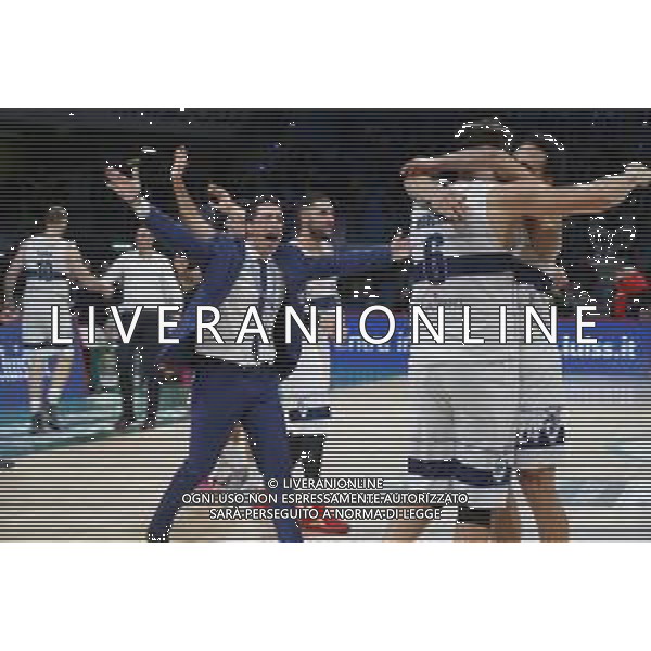 Pesaro 14/02/2020 - Zurich Connect Final Eight 2020 Quarti di Finale - Germani Basket Brescia vs Pompea Fortitudo Bologna - nella foto: Esultanza finale Fortitudo ©Claudio Zamagni/Agenzia Aldo Liverani s.a.s. / AGENZIA ALDO LIVERANI SAS