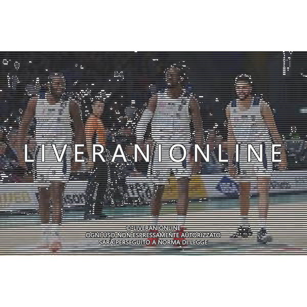 Pesaro 15/02/2020 - Zurich Connect Final Eight 2020 Semifinale - Happy Casa Brindisi vs Pompea Fortitudo Bologna - nella foto: Martin Kelvin (Happy Casa Brindisi) Brown John (Happy Casa Brindisi) Thompson Darius (Happy Casa Brindisi) ©Claudio Zamagni/Agenzia Aldo Liverani s.a.s.