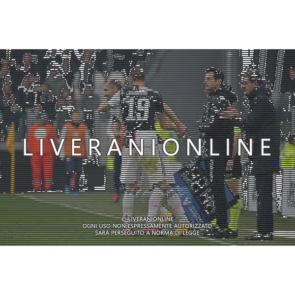 Torino 16.02.2020 Allianz Stadium ©Falzone/Agenzia Aldo Liverani Juventus vs Brescia Campionato italiano di calcio Serie A Tim 2019-2020 Nella foto: IL RIENTRO DI GIORGIO CHIELLINI DOPO L\'INFORTUNIO - SOSTITUZIONE DI LEONARDO BONUCCI ©Falzone / AGENZIA ALDO LIVERANI SAS