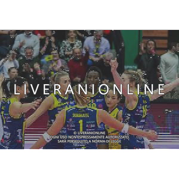 Campionato di Volley Serie A1 Femminile 2019/2020 Treviso, Italia 16/02/2020 Imoco Volley Conegliano vs Igor Gorgonzola Novara Nella foto: Esultanza Imoco Volley Conegliano foto flavio pavanello-alessio ,arini-ag aldo liverani sas