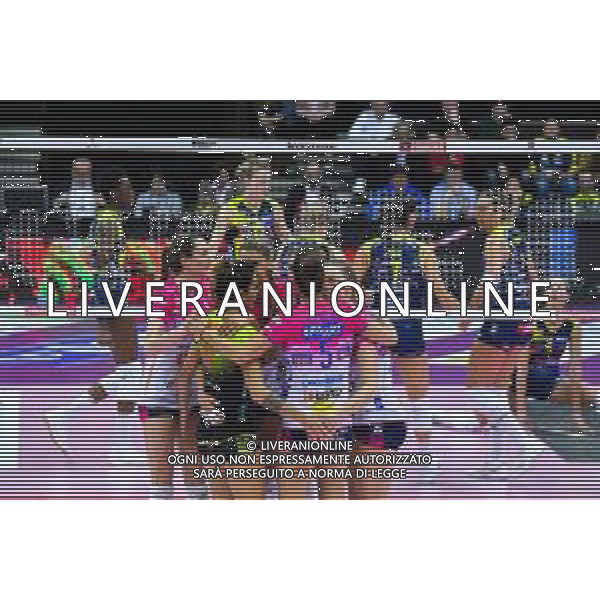 Campionato di Volley Serie A1 Femminile 2019/2020 Treviso, Italia 16/02/2020 Imoco Volley Conegliano vs Igor Gorgonzola Novara Nella foto: Esultanza Igor Novara foto flavio pavanello-alessio ,arini-ag aldo liverani sas