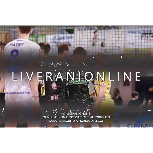 Campionato di Volley Superlega Serie A 2019/2020 Latina, Italia 16/02/2020 Top Volley Latina - Kioene Padova Nella foto: Kioene Padova a colloquio sotto rete