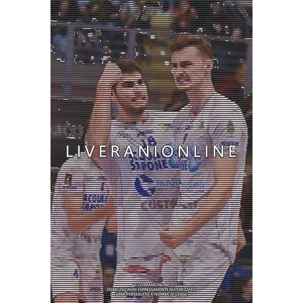 Campionato di Volley Superlega Serie A 2019/2020 Latina, Italia 16/02/2020 Top Volley Latina - Kioene Padova Nella foto: Jean Patry (Top Volley Cisterna) e Ezequiel Palacios (Top Volley Cisterna)