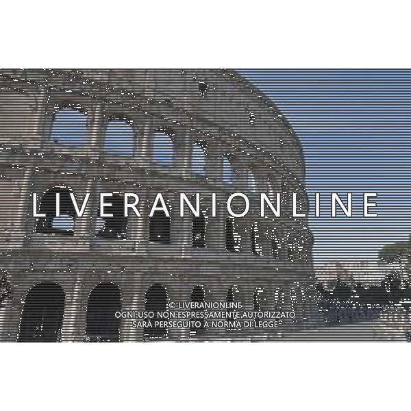 l Colosseo, originariamente conosciuto come Amphitheatrum Flavium, il piu\' grande anfiteatro del mondo, situato nel centro della citta\' di Roma 17.02.2020 nella foto: il cantiere per la ristrutturazione all\'interno del Colosseo ©Claudio Zamagni/Agenzia Aldo Liverani