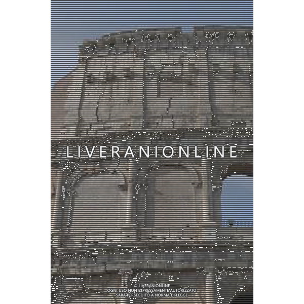 l Colosseo, originariamente conosciuto come Amphitheatrum Flavium, il piu\' grande anfiteatro del mondo, situato nel centro della citta\' di Roma 17.02.2020 nella foto: il cantiere per la ristrutturazione all\'interno del Colosseo ©Claudio Zamagni/Agenzia Aldo Liverani