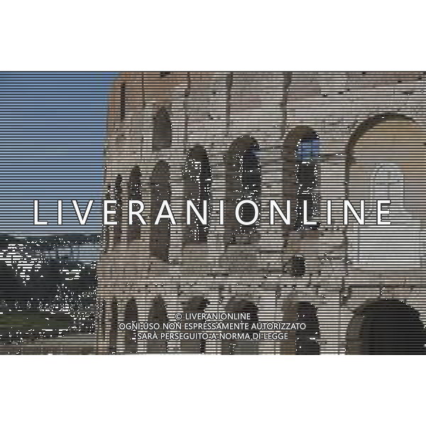 l Colosseo, originariamente conosciuto come Amphitheatrum Flavium, il piu\' grande anfiteatro del mondo, situato nel centro della citta\' di Roma 17.02.2020 nella foto: il cantiere per la ristrutturazione all\'interno del Colosseo ©Claudio Zamagni/Agenzia Aldo Liverani