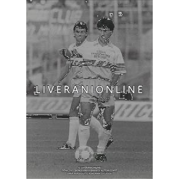 RETROSPETTIVA GABRIELE PIN CALCIATORE NELLA FOTO GABRIELE PIN CON LA MAGLIA DELLA LAZIO NELL\'ANNO 1986-1987 AG ALDO LIVERANI SAS