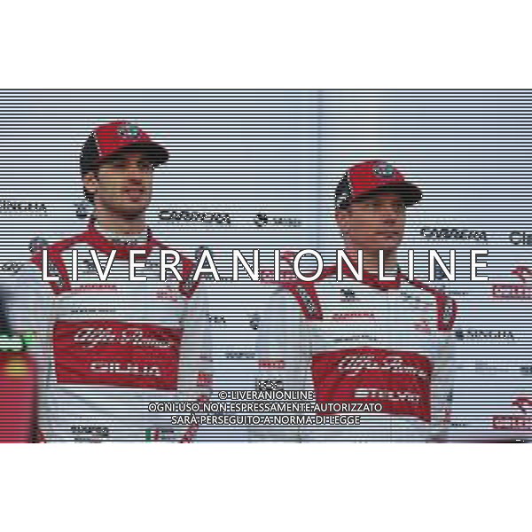 (L to R): Antonio Giovinazzi (ITA) Alfa Romeo Racing with Kimi Raikkonen (FIN) Alfa Romeo Racing. 19.02.2020. Formula One Testing, Day One, Barcelona, Spain. Wednesday. - / AGENZIA ALDO LIVERANI SAS - ITALY ONLY EDITORIAL USE ONLY - Test F1 Barcellona Spagna 19.02.2020