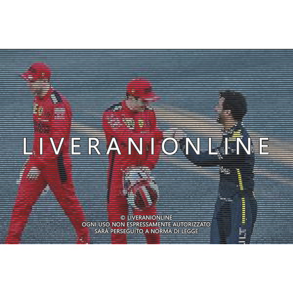 (L to R): Sebastian Vettel (GER) Ferrari with Charles Leclerc (MON) Ferrari and Daniel Ricciardo (AUS) Renault F1 Team at a drivers group photograph. 19.02.2020. Formula One Testing, Day One, Barcelona, Spain. Wednesday. - / AGENZIA ALDO LIVERANI SAS - ITALY ONLY EDITORIAL USE ONLY - Test F1 Barcellona Spagna 19.02.2020
