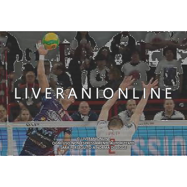 Volley Champions League Men 2019/2020 Perugia, Italia 19/02/2020 Sir Sicoma Monini Perugia vs Projekt Warszawa Nella foto: aleksandar atanasijevic (n.14 opposto sir safety conad perugia) schiaccia FOTO LORIS CERQUIGLINI-ALESSIO MARINI-AG ALDO LIVERANI SAS