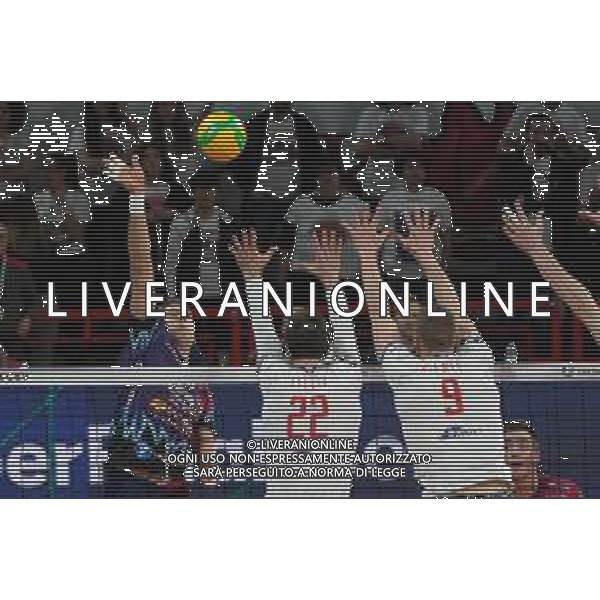 Volley Champions League Men 2019/2020 Perugia, Italia 19/02/2020 Sir Sicoma Monini Perugia vs Projekt Warszawa Nella foto: aleksandar atanasijevic (n.14 opposto sir safety conad perugia) schiaccia FOTO LORIS CERQUIGLINI-ALESSIO MARINI-AG ALDO LIVERANI SAS