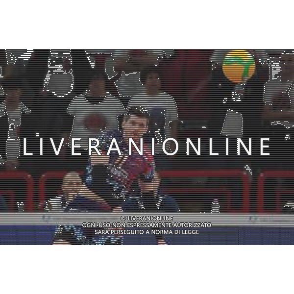 Volley Champions League Men 2019/2020 Perugia, Italia 19/02/2020 Sir Sicoma Monini Perugia vs Projekt Warszawa Nella foto: tzimafei zhukouski (n.11 palleggiatore sir safety conad perugia) alla battuta FOTO LORIS CERQUIGLINI-ALESSIO MARINI-AG ALDO LIVERANI SAS