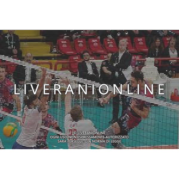 Volley Champions League Men 2019/2020 Perugia, Italia 19/02/2020 Sir Sicoma Monini Perugia vs Projekt Warszawa Nella foto: roberto russo (n.12 centrale sir safety conad perugia) schiaccia FOTO LORIS CERQUIGLINI-ALESSIO MARINI-AG ALDO LIVERANI SAS