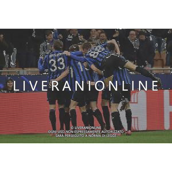 esultanza Atalanta dopo il gol 3 a 0 di Remo Freuler Atalanta vs Valencia UEFA Champions League ottavi di finale - gara di andata Milano 19‚Äì02-2020 Stadio Giuseppe Meazza - San Siro foto Roberto Garavaglia - ag. Aldo Liverani sas/ AGENZIA ALDO LIVERANI SAS
