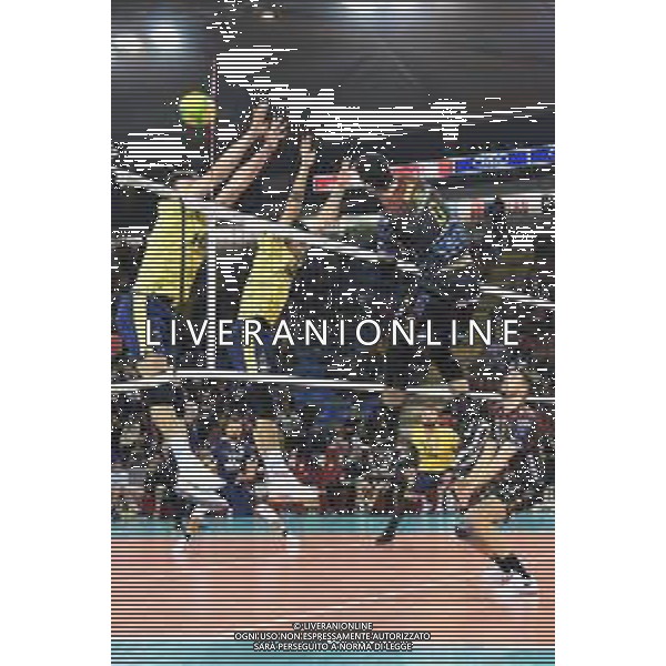 Volley Champions League Men 2019/2020 Civitanova, Italia 19/02/2020 Cucine Lube Civitanova vs Fenerbahce HDI Sigorta Istanbul Nella foto: Schiacciata Massari Jacopo (Cucine Lube Civitanova) ©Roberto Bartomeoli - Alessio Marini / AGENZIA ALDO LIVERANI SAS