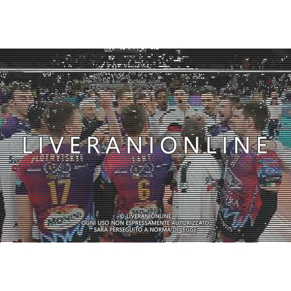 Volley Champions League Men 2019/2020 Perugia, Italia 19/02/2020 Sir Sicoma Monini Perugia vs Projekt Warszawa Nella foto: sir sicoma monini esulta per la vittoria ddelusola partita ©Loris Cerquiglini - Alessio Marini / AGENZIA ALDO LIVERANI SAS