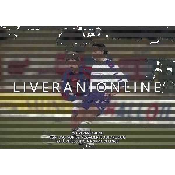 18-02-1999 BOLOGNA SEMIFINALE DI ANDATA COPPA ITALIA BOLOGNA FIORENTINA 0-2 NELLA FOTO MORENO TORRICELLI E GIANCARLO MAROCCHI AG ALDO LIVERANI SAS