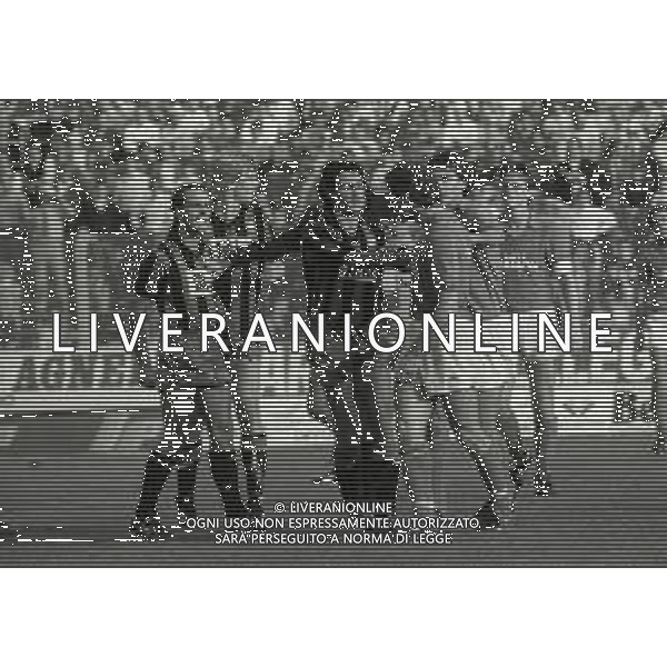 14-10-1984 BERGAMO CAMPIONATO DI CALCIO SERIE A ATALANTA CREMONESE 1-0 NELLA FOTO SAURO FATTORI-MARINO MAGRIN E GIANLUIGI GALBAGINI AG ALDO LIVERANI SAS