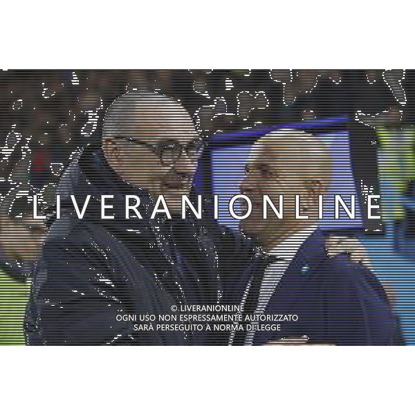 Spal - Juventus Campionato di Calcio Serie A TIM 22/02/2020 nella foto: Mister Maurizio Sarri (Juventus f.c.) Mister Luigi Di Biagio ©Claudio Zamagni/Agenzia Aldo Liverani ---- Mister Maurizio Sarri (Juventus f.c.) Mister Luigi Di Biagio during Italian Serie A soccer match between S.P.A.L. Ferrara and JUVENTUS F.C. at Ferrara Paolo Mazza Stadium on February 22 2020 photo credit by Claudio Zamagni/Aldo Liverani Photo Agency / AGENZIA ALDO LIVERANI SAS