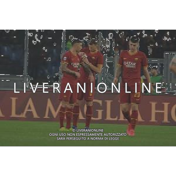 Campionato di Calcio Serie A 2019/2020 Roma, Italia 23/02/2020 Roma vs Lecce Nella foto: Edin Dzeko (Roma) - Aleksandar Kolarov (Roma)