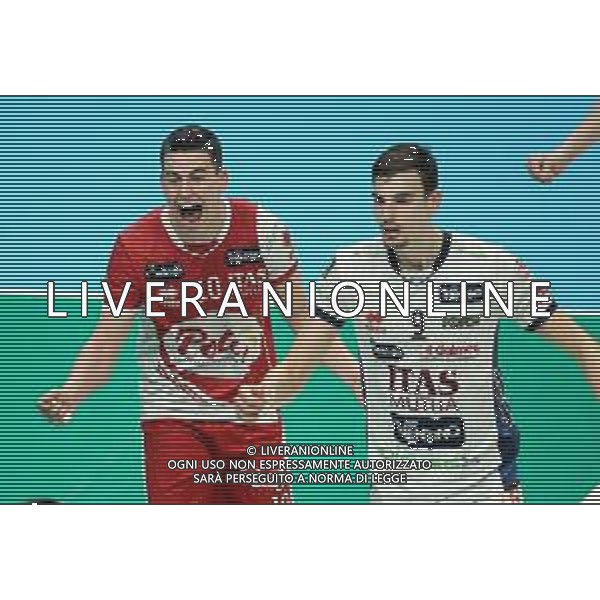 BOLOGNA 22 02 2020 COPPA ITALIA PALLAVOLO MASCHILE SEMIFINALE LUBE CIVITANOVA-TRENTO 3-2 NELLA FOTO GREBENNIKOV JENIA E GIANNELLI SIMONE TRENTO ©SANNA / AGENZIA ALDO LIVERANI SAS