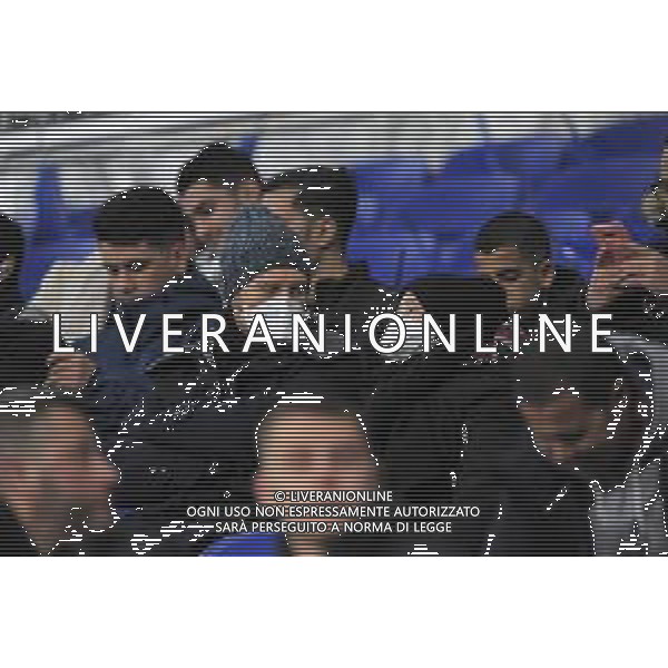 Lione 26.02.2020 Groupama Stadium Olympique Lione vs Juventus Champions League 2019/2020 ©Viganti/Agenzia Aldo Liverani Nella foto: tifosi lione con la mascherina a protezione del Coronavirus ©Viganti/ AGENZIA ALDO LIVERANI SAS