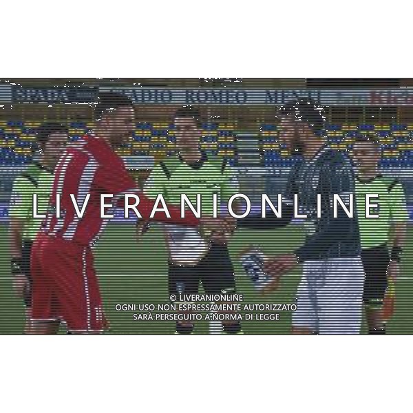 Campionato di Calcio Serie C - Lega Pro 2019/2020 Cava dei Tirreni, Italia 26/02/2020 Cavese vs Rende Nella foto: Arbitro Matteo Marchetti della sezione di Ostia Lido e i due capitani Lino Marzorati (24) Cavese 1919 e Riccardo Rossini (11) Rende Calcio 1968 FOTO ANDREA D\'AMICO-ALESSIO MARINI-AG ALDO LIVERANI SAS