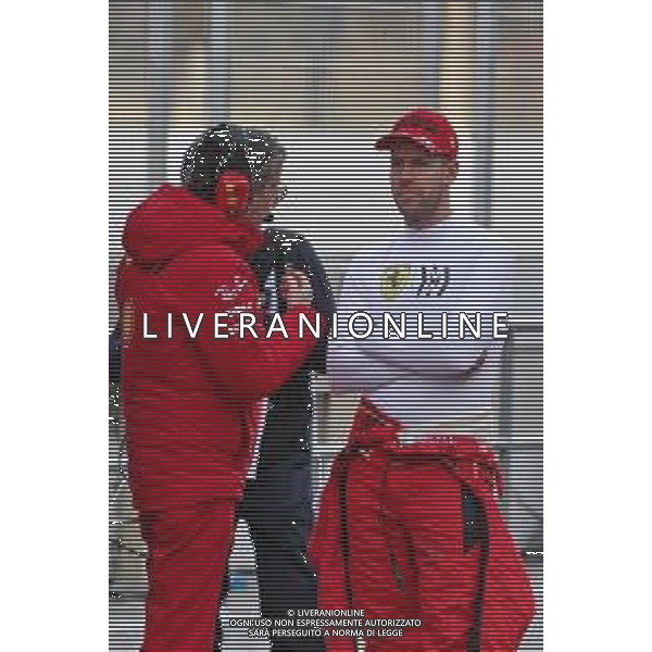 (L to R): Laurent Mekies (FRA) Ferrari Sporting Director with Sebastian Vettel (GER) Ferrari. 27.02.2020. Formula One Testing, Day Two, Barcelona, Spain. Thursday. / AGENZIA ALDO LIVERANI SAS - ITALY ONLY EDITORIAL USE ONLY - TEST F1 DAY 2 BARCELLONA SPAGNA 27.02.2020