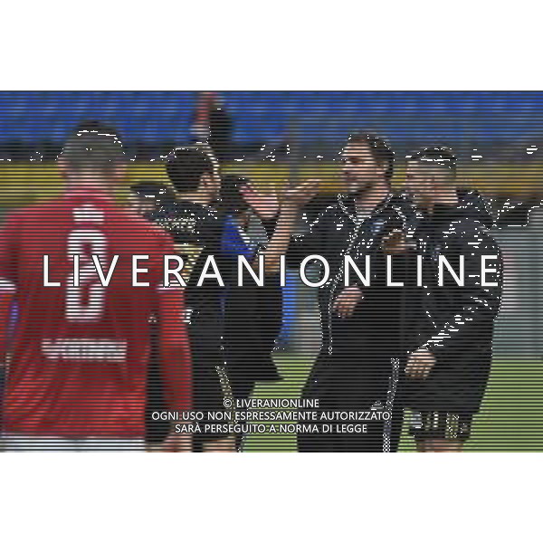 Campionato di Calcio Serie B 2019/2020 Pisa, Italia 29/02/2020 Pisa vs Perugia Nella foto: Robert Gucher (Pi) e L\'allenatore del Pisa Luca D\'Angelo a fine partita FOTO GABRIELE MASOTTI-ALESSIO MARINI-AG ALDO LIVERANI SAS