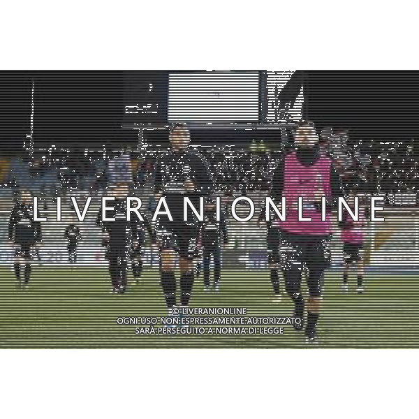 Pescara - Ascoli Campionato di Calcio Serie BKT 01/03/2020 nella foto: i giocatori dell\'ascoli dopo il riscaldamento ©Claudio Zamagni/Agenzia Aldo Liverani s.a.s ascoli\'s players after warm up during Italian Serie BKT soccer match between Pescara and Ascoli at Adriatico Giovanni Cornacchia Stadium in pescara on March 01 2020 photo credit by Claudio Zamagni/Aldo Liverani Photo Agency