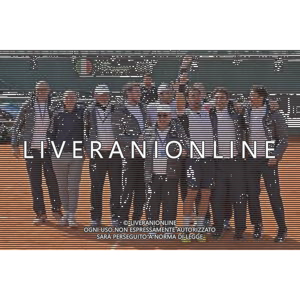 07-03-2020 PLAYOFF COPPA DAVIS ITALIA COREA DEL SUD, ITALIA, SARDEGNA, CAGLIARI, TENNIS CLUB MONTE URPINU. DOPPIO NELLA FOTO: FABIO FOGNINI E SIMONE BOLELLI CON CORRADO BARAZZUTTI - ESULTANZA DOPO AVER VINTO LE QUALIFICAZIONI ©SALVATORE MOI/AGENZIA ALDO LIVERANI SAS. / AGENZIA ALDO LIVERANI SAS