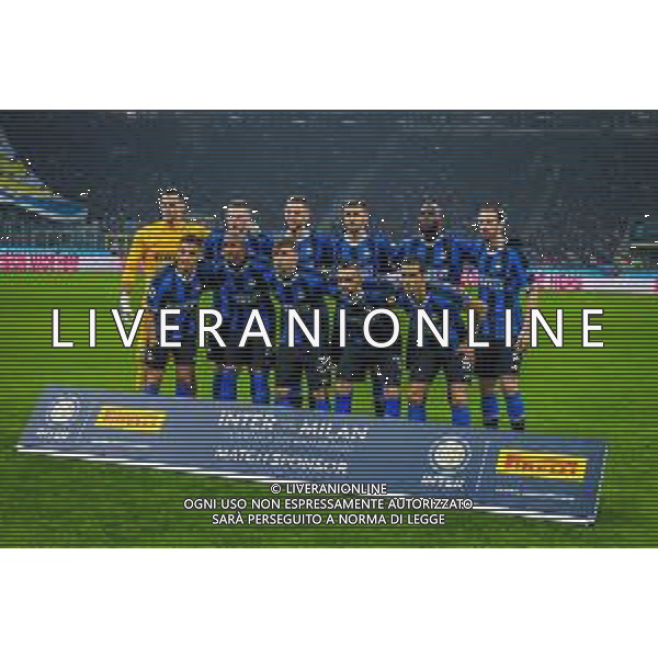 FC Internazionale players during italian soccer Serie A season 2019/20 of FC Internazionale - Photo credit Fabrizio Carabelli /LMEDIA©Fabrizio Carabelli - Alessio Marini / AGENZIA ALDO LIVERANI SAS - FC Internazionale Campionato Calcio Serie A Tim 2019/2020