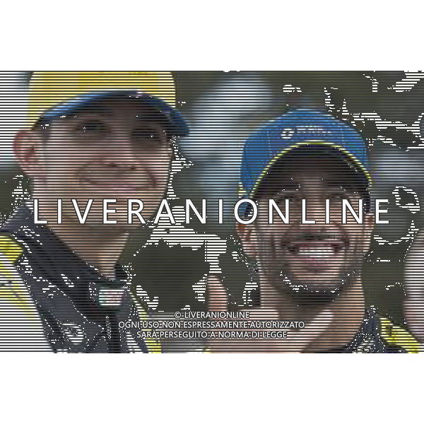 (L to R): Esteban Ocon (FRA) Renault F1 Team with Daniel Ricciardo (AUS) Renault F1 Team - livery reveal. 11.03.2020. Formula 1 World Championship, Rd 1, Australian Grand Prix, Albert Park, Melbourne, Australia, Preparation Day. AG ALDO LIVERANI SAS-ONLY ITALY