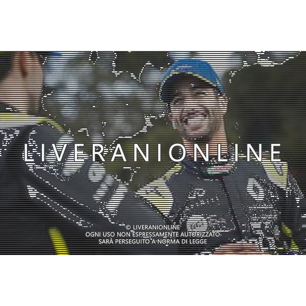 (L to R): Esteban Ocon (FRA) Renault F1 Team with Daniel Ricciardo (AUS) Renault F1 Team - livery reveal. 11.03.2020. Formula 1 World Championship, Rd 1, Australian Grand Prix, Albert Park, Melbourne, Australia, Preparation Day. AG ALDO LIVERANI SAS-ONLY ITALY