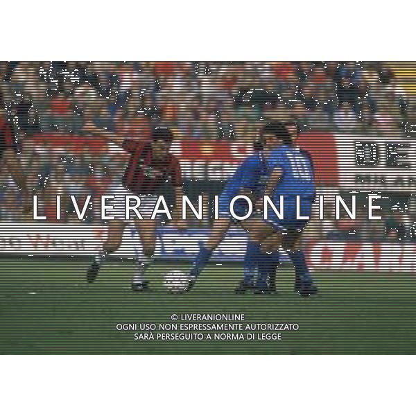 RETROSPETTIVA MANZO ANDREA CALCIATORE NELLA FOTO MANZO ANDREA CON LA MAGLIA DEL MILAN CALCIO AG ALDO LIVERANI SAS