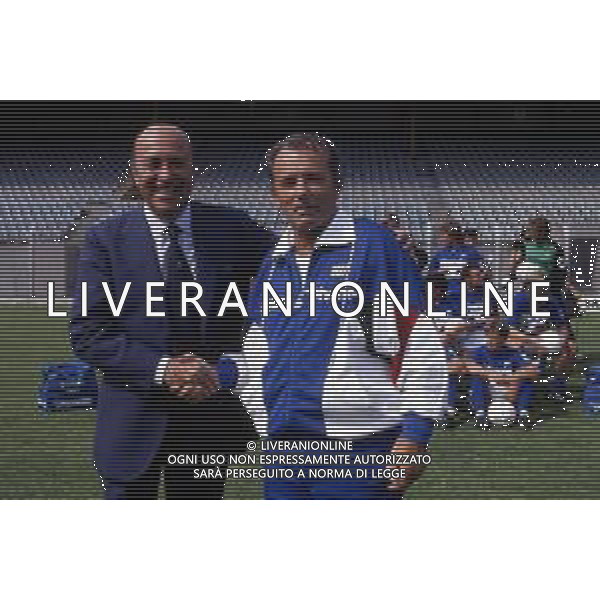 RETROSPETTIVA PAOLO MANTOVANI PRESIDENTE DELLA SAMPDORIA CALCIO NELLA FOTO PAOLO MANTOVANI PRESIDENTE DELLA SAMPDORIA CALCIO CON VUJADIN BOSKOV AG ALDO LIVERANI SAS