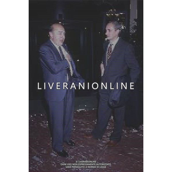 RETROSPETTIVA PAOLO MANTOVANI PRESIDENTE DELLA SAMPDORIA CALCIO NELLA FOTO PAOLO MANTOVANI PRESIDENTE DELLA SAMPDORIA CALCIO CON ANTONIO PERCASSI PRESIDENTE ATALANTA AG ALDO LIVERANI SAS