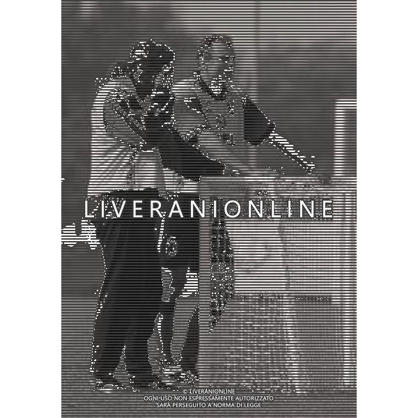 1996 MILANELLO -ALLENAMENTO AC MILAN NELLA FOTO ROBERTO BAGGIO E PIETRO VIERCHOWOD AG ALDO LIVERANI SAS