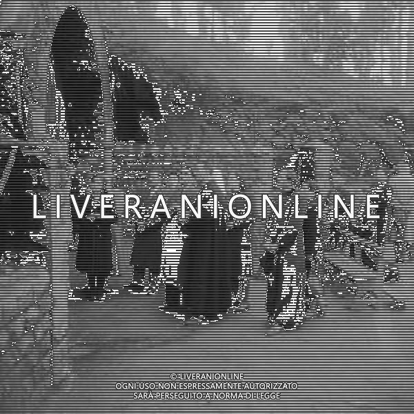 Bruno Cornacchiola, (che negli anni \'40 aveva in progetto di uccidere Papa Pio XII ) veggente, nell\'abbazia delle tre fontane, grotta del santuario vergine della rivelazione Roma anni \'50 - Retrospettiva ©Archivio Giovanni Liverani / AGENZIA ALDO LIVERANI SAS