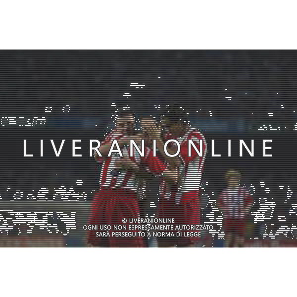 05-09-2002 BARCELLONA- BARCELLONA ATLETICO MADRID NELLA FOTO ESULTANZA GIOCATORI ATLETICO MADRID DOPO UN GOAL AG ALDO LIVERANI SAS
