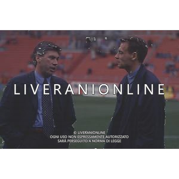 RETROSPETTIVA LUCA MARCHEGIANI CALCIATORE NELLA FOTO LUCA MARCHEGIANI CON CARLO ANCELOTTI NELL\'ANNO 1993-1994 AG ALDO LIVERANI SAS