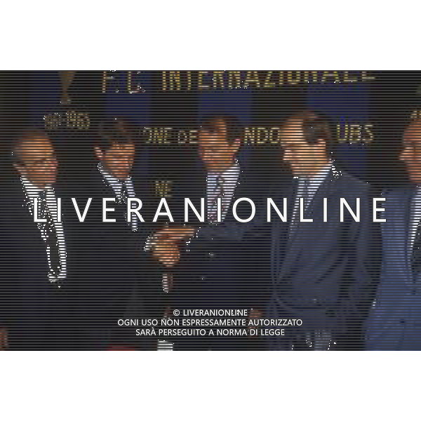 RETROSPETTIVA LUCIANO MARANGON CALCIATORE NELLAFOTO GIUSEPPE PRISCO- LUCIANO MARANGON-ERNESTO PELLEGRINI-PIETRO FANNA NELL\'ANNO 1985 AG ALDO LIVERANI SAS