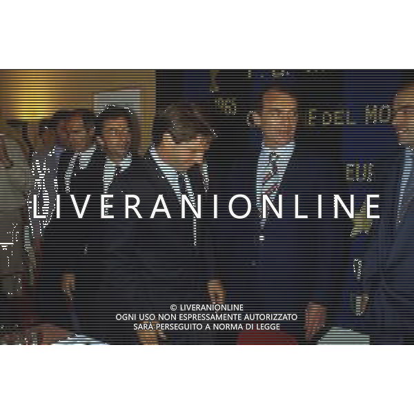 RETROSPETTIVA LUCIANO MARANGON CALCIATORE NELLAFOTO LUCIANO MARANGON CON LA MAGLIA DELL\'INTER 1985-1986 E IL PRESIDENTE DELL\'INTER ERNESTO PELLEGRINI AG ALDO LIVERANI SAS