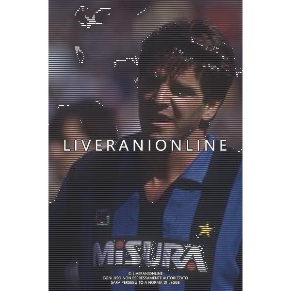 RETROSPETTIVA LUCIANO MARANGON CALCIATORE NELLAFOTO LUCIANO MARANGON CON LA MAGLIA DELL\'INTER 1985-1986 AG ALDO LIVERANI SAS